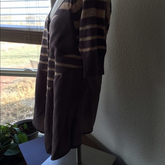 Free People linen silk hi lo oversized top mauve striped - Picture 4 of 4